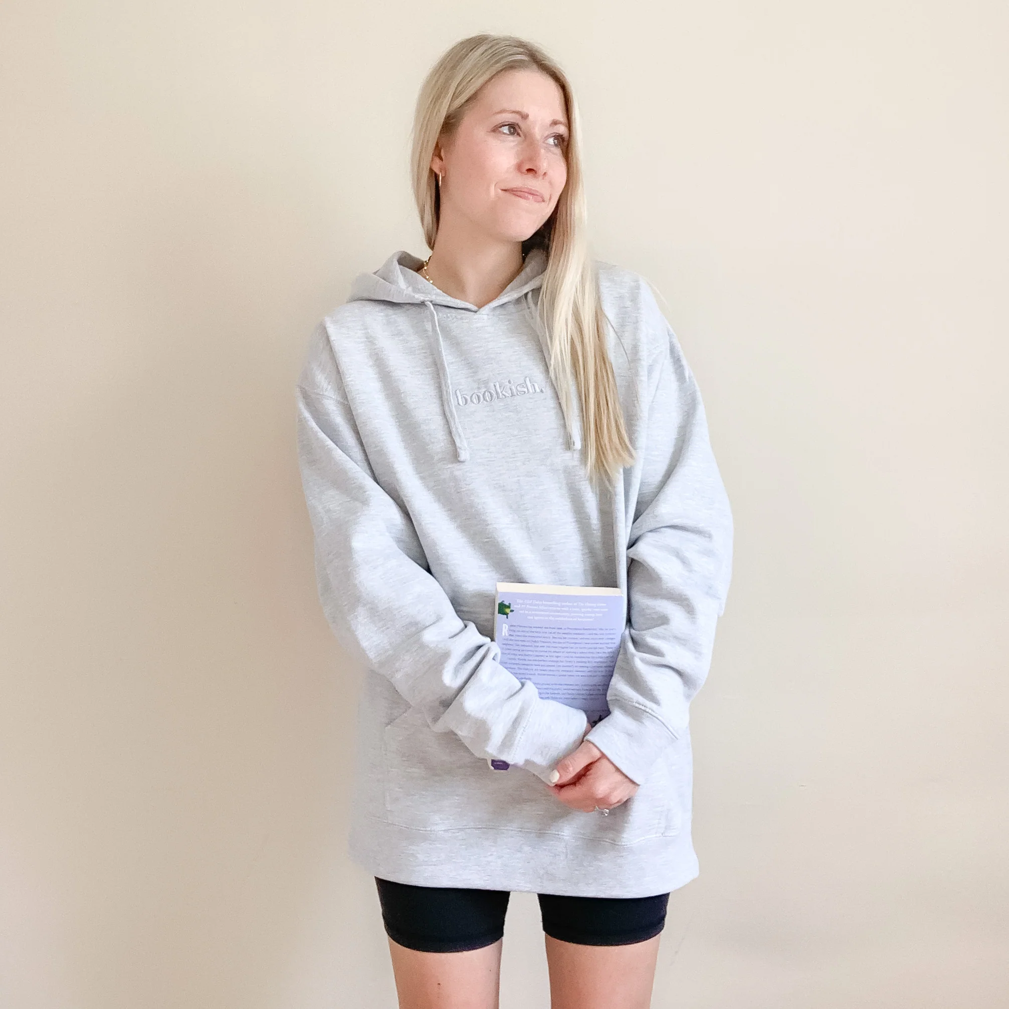 Bookish Embroidered Hoodie - Gray - Image 3