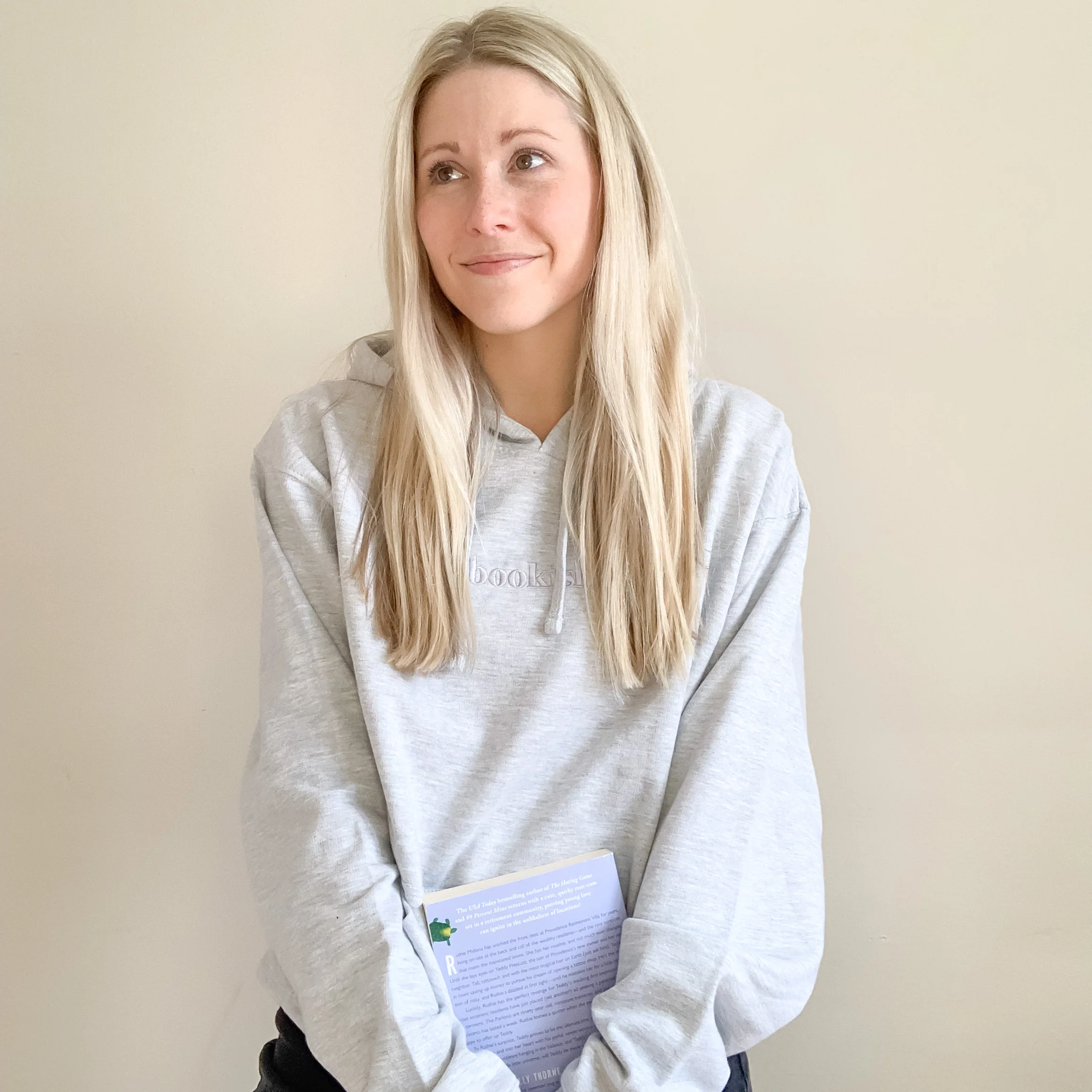 Bookish Embroidered Hoodie - Gray - Image 5