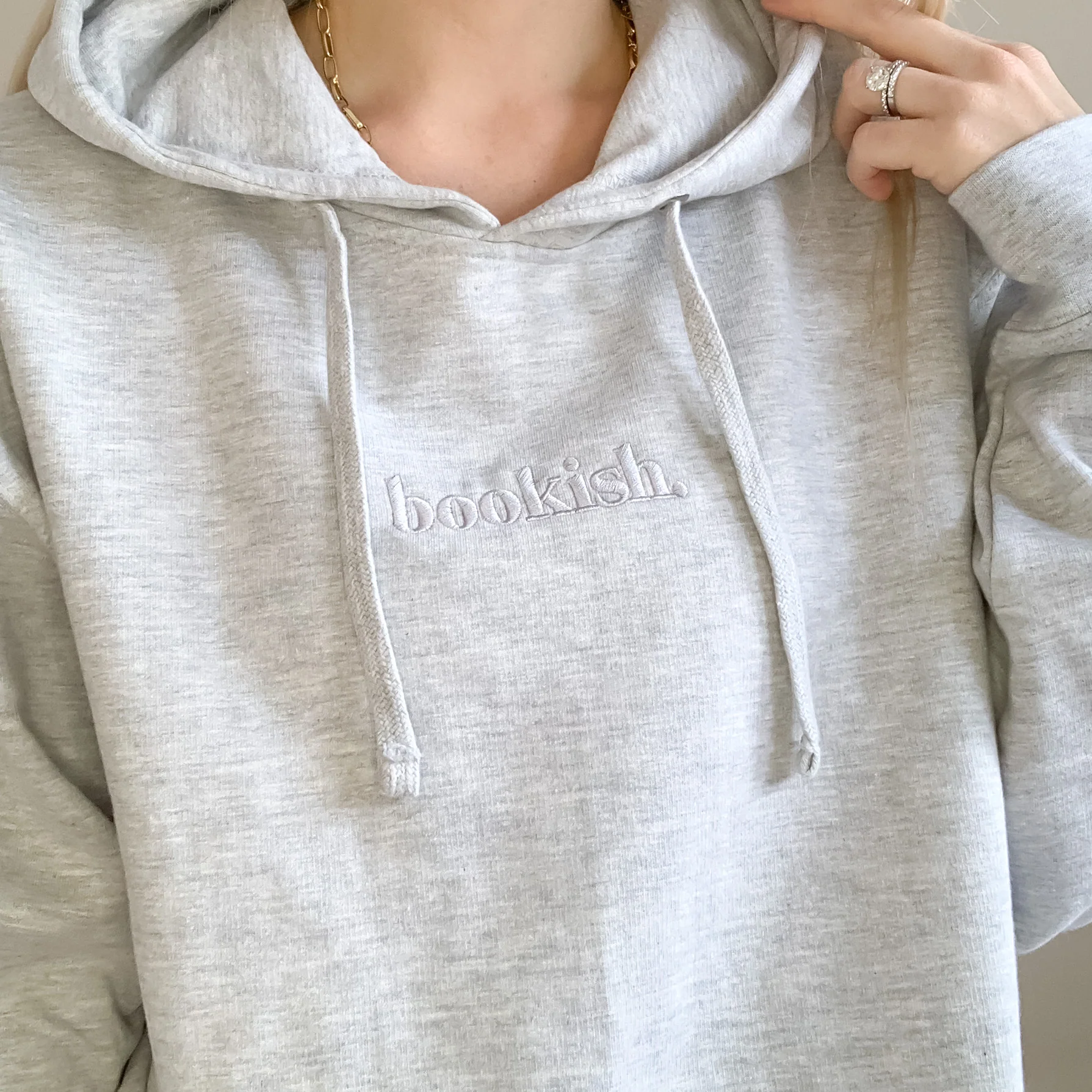 Bookish Embroidered Hoodie - Gray - Image 6