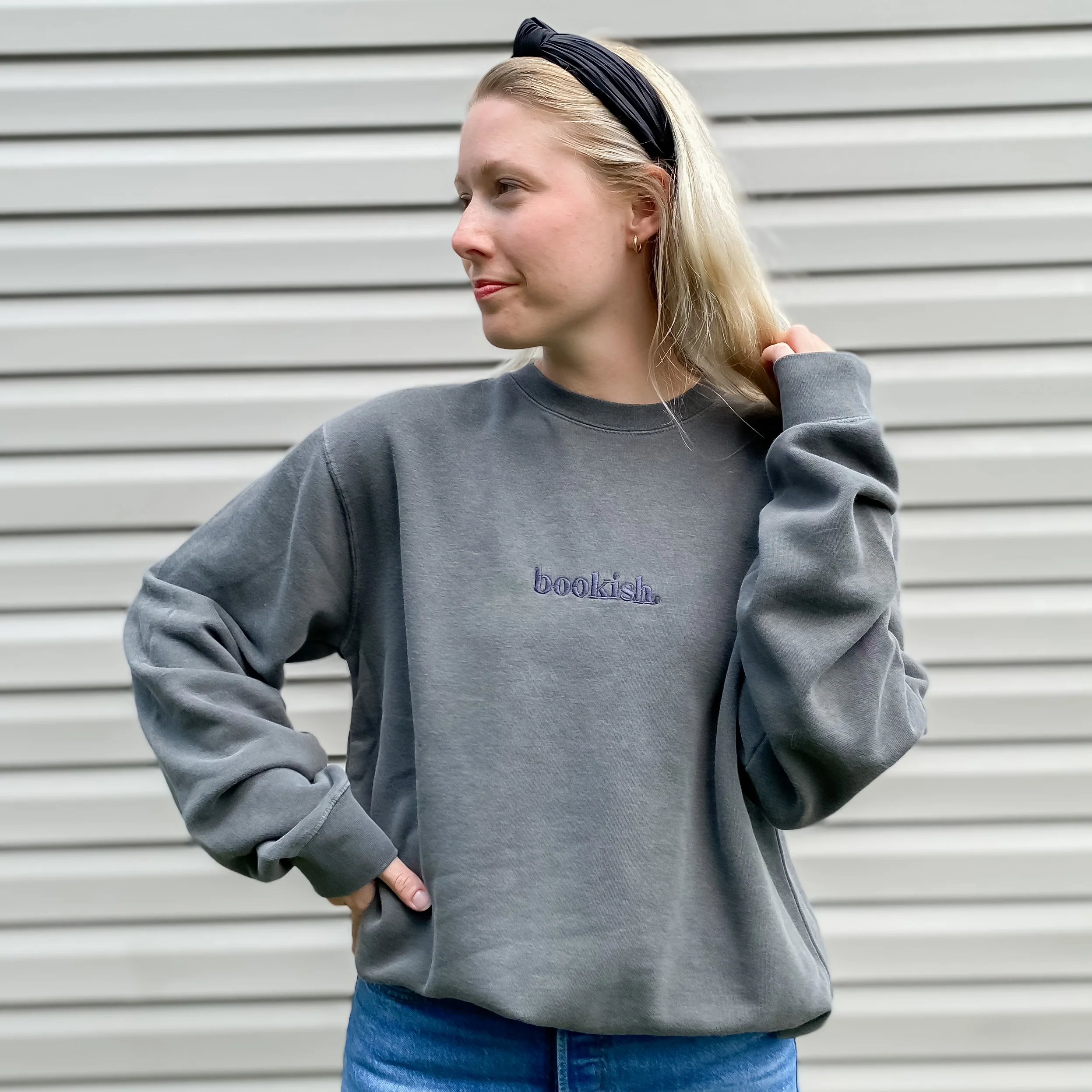 Bookish. Embroidered Sweatshirt - Vintage Black - Image 4