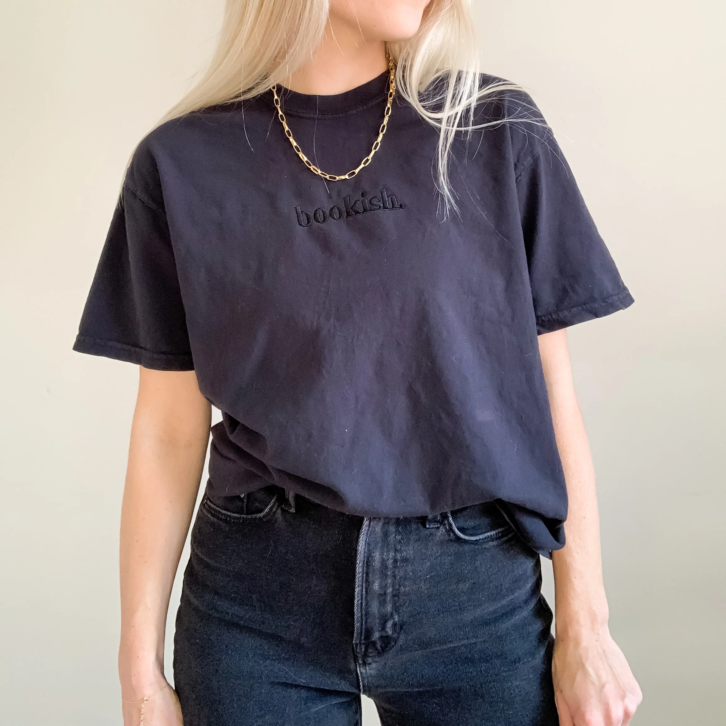 Bookish. Embroidered Tee - Black - Image 4