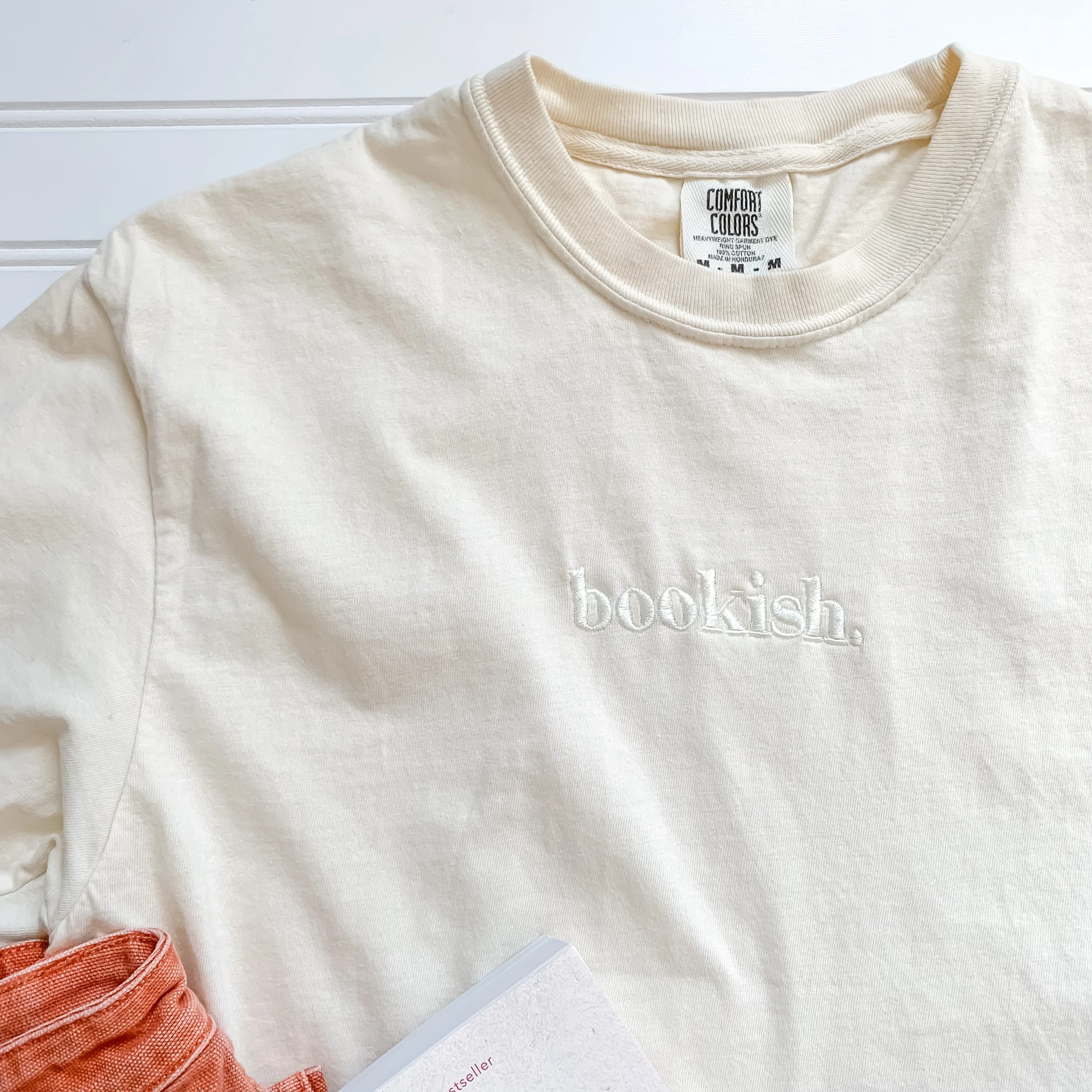 Bookish. Embroidered Tee - Bone - Image 3