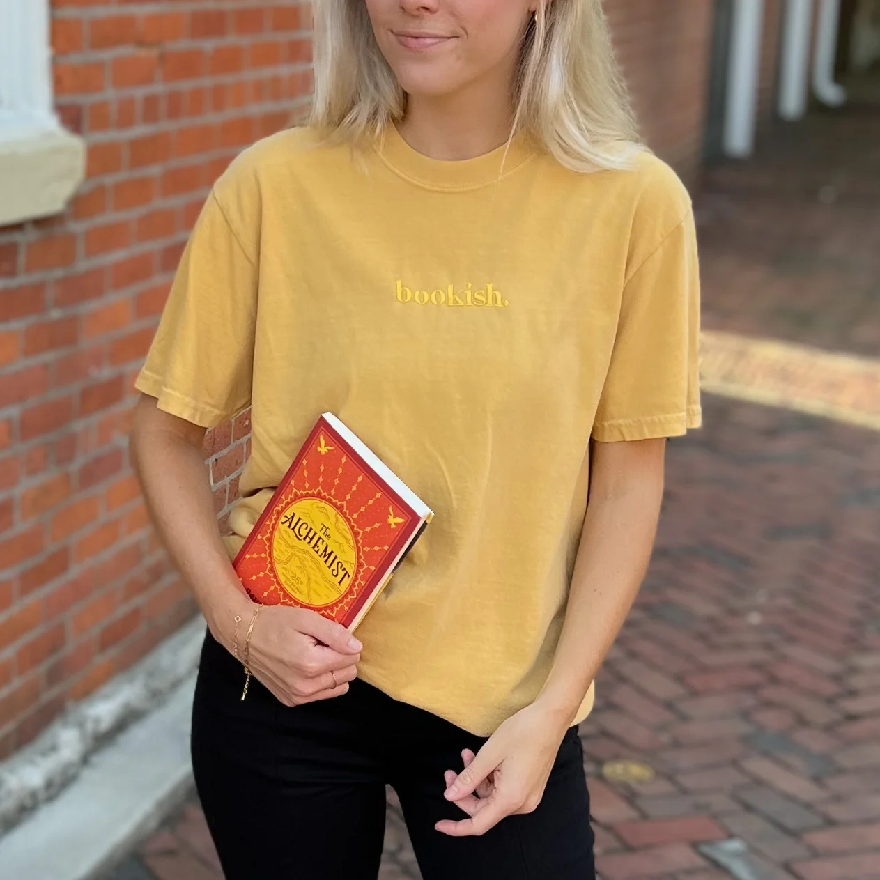 Bookish. Embroidered Tee - Mustard - Image 3