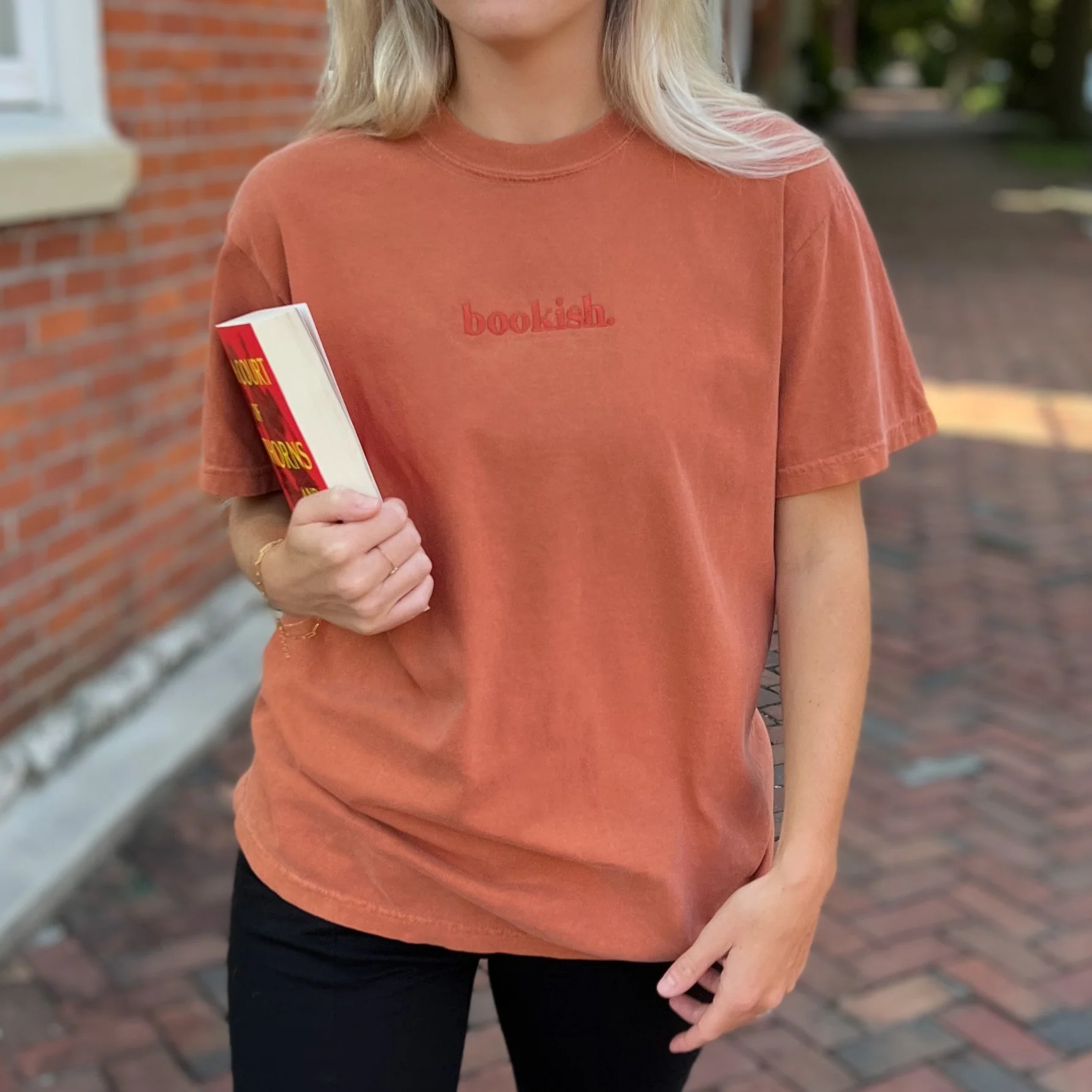 Bookish. Embroidered Tee - Yam