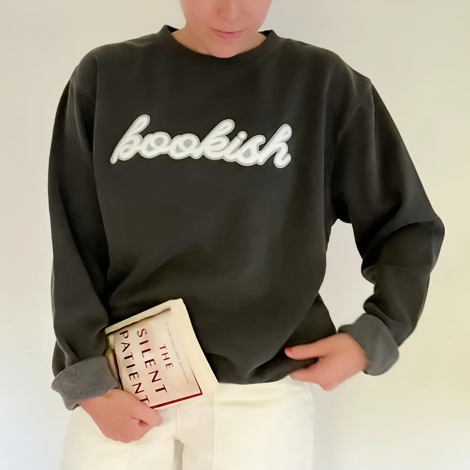 Bookish. Patch Sweatshirt - Vintage Black - Image 3