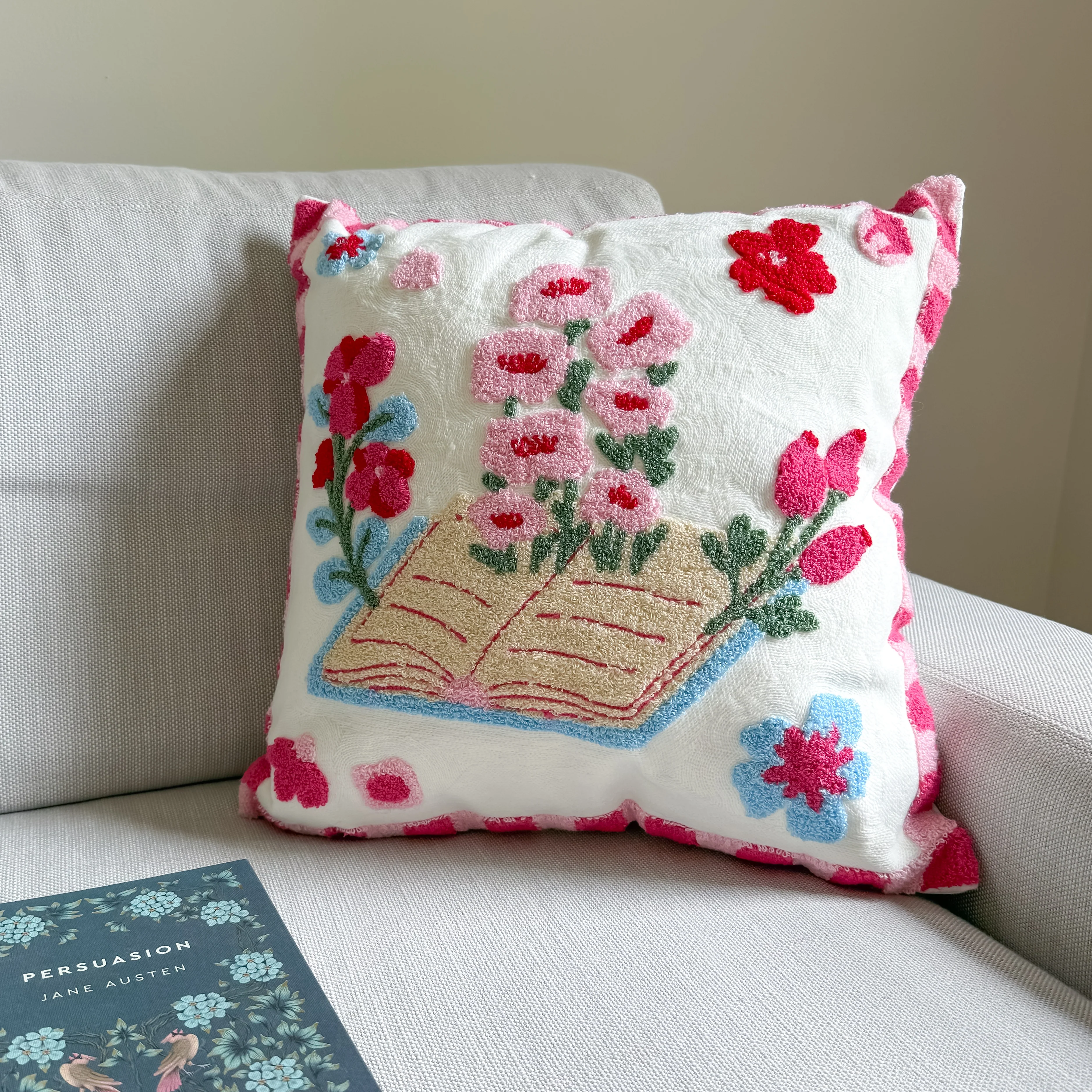 Floral Book Embroidered Pillow - Image 3