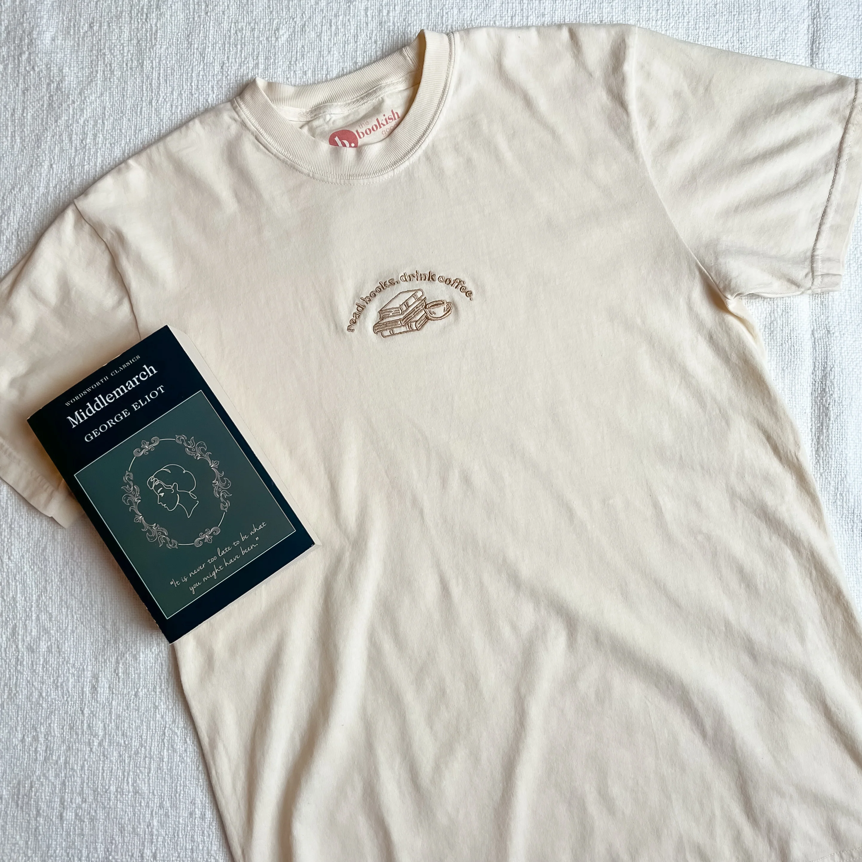 Read Books Drink Coffee Embroidered Tee - Image 3