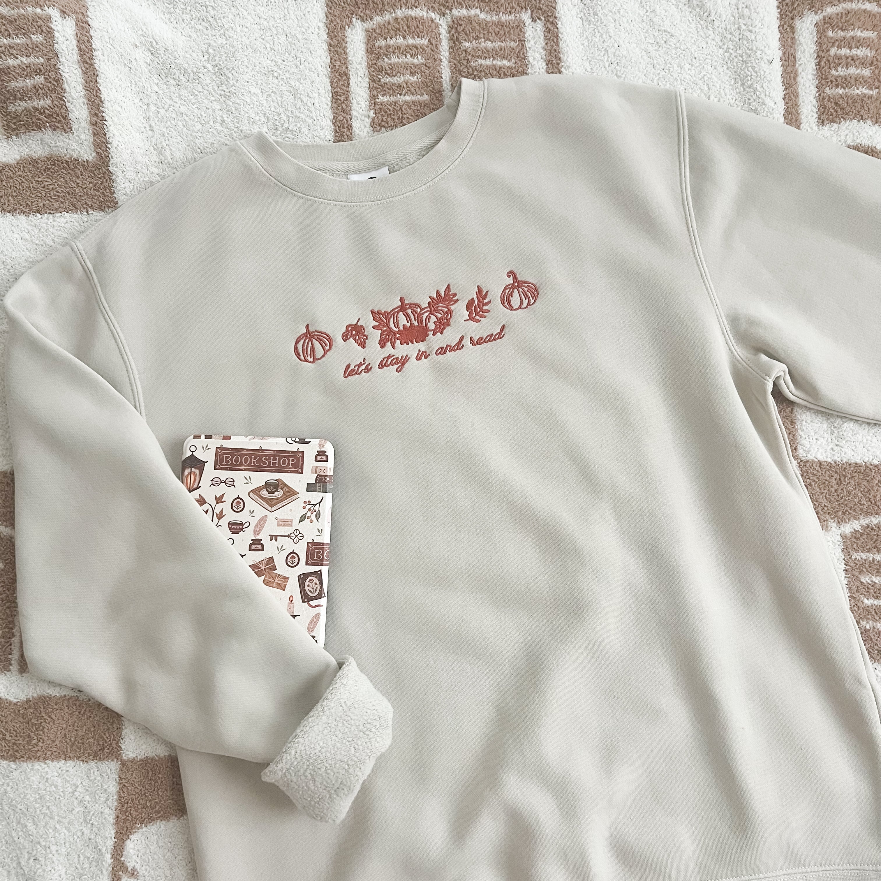 Stay In And Read Embroidered Sweatshirt