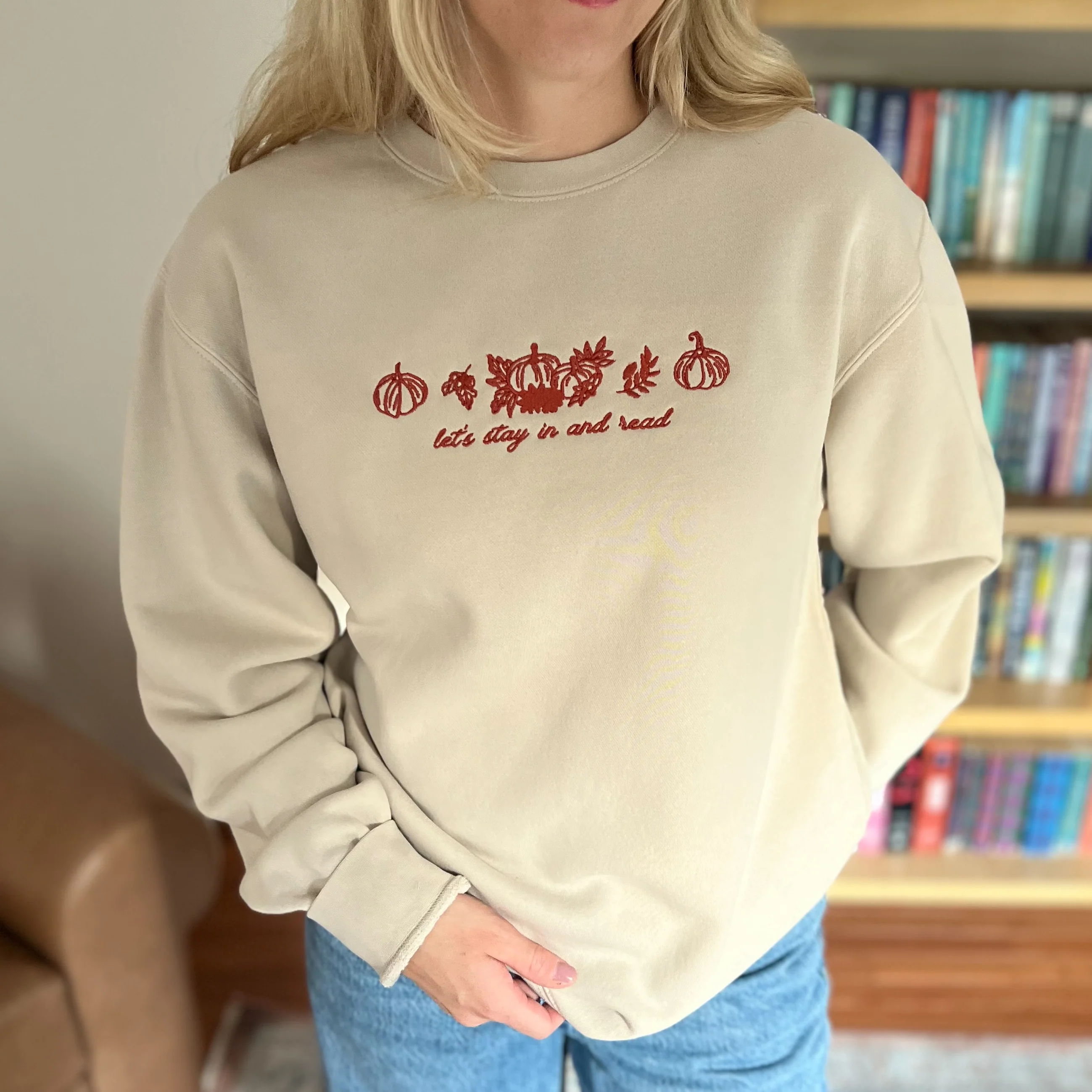 Stay In And Read Embroidered Sweatshirt - Image 4